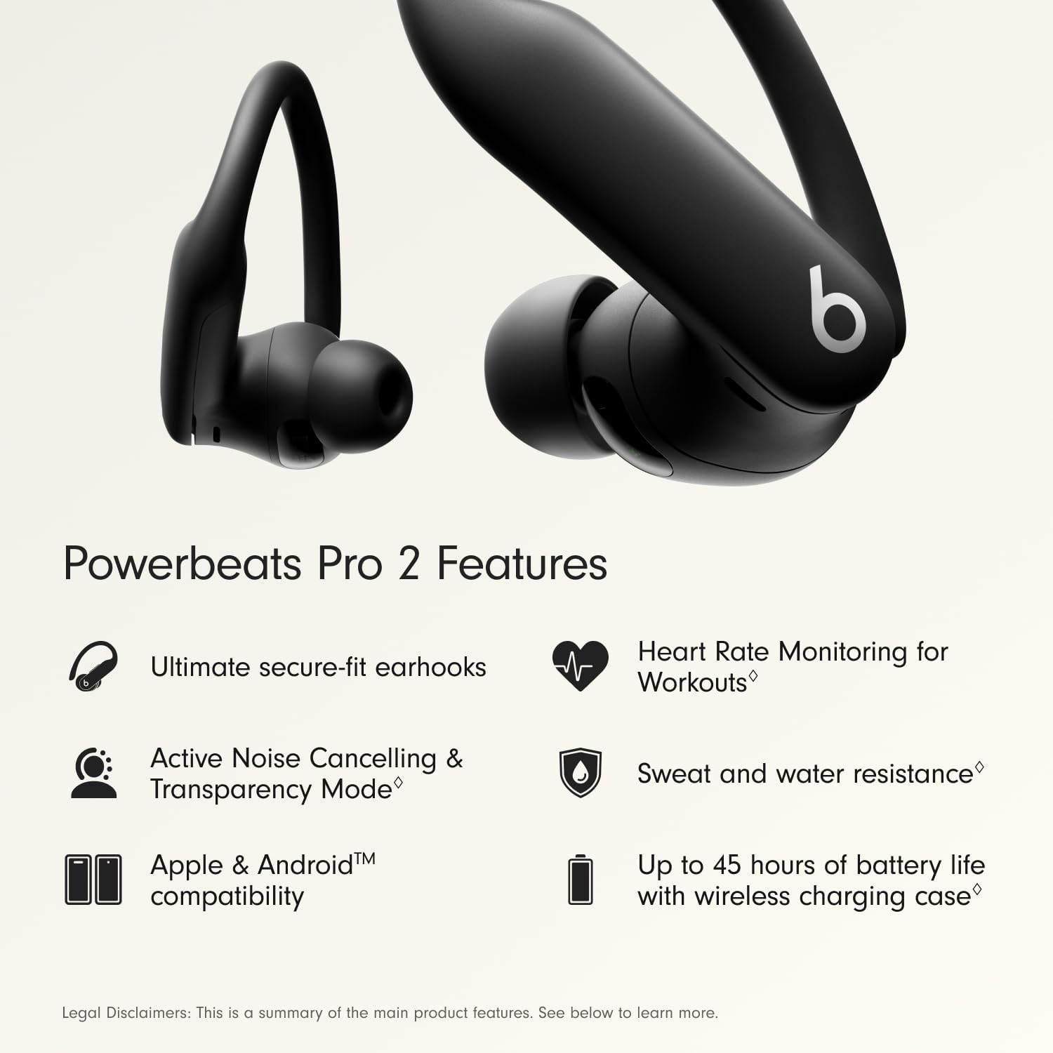 Beats Powerbeats Pro 2 - Wireless Noise Cancelling Workout Earbuds with Secure- Fit Earhooks, Up to 45-Hour Battery with Charging Case, Sweat & Water Resistant, Heart Rate Monitoring - Electric Orange