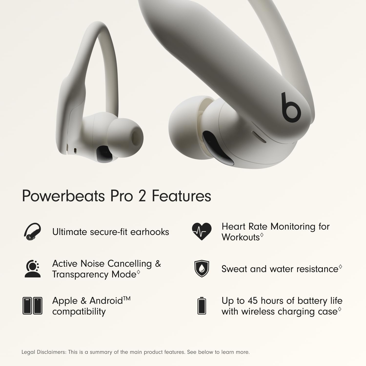 Beats Powerbeats Pro 2 - Wireless Noise Cancelling Workout Earbuds with Secure- Fit Earhooks, Up to 45-Hour Battery with Charging Case, Sweat & Water Resistant, Heart Rate Monitoring - Electric Orange